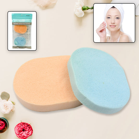 Reusable Facial Sponge for Daily Cleansing and Gentle Exfoliation, Makeup Remover, Face Wash Sponge, Makeup and Dead Skin, Cleansing Sponge for Dry & Wet Use For Women’s (2 Pcs Set)