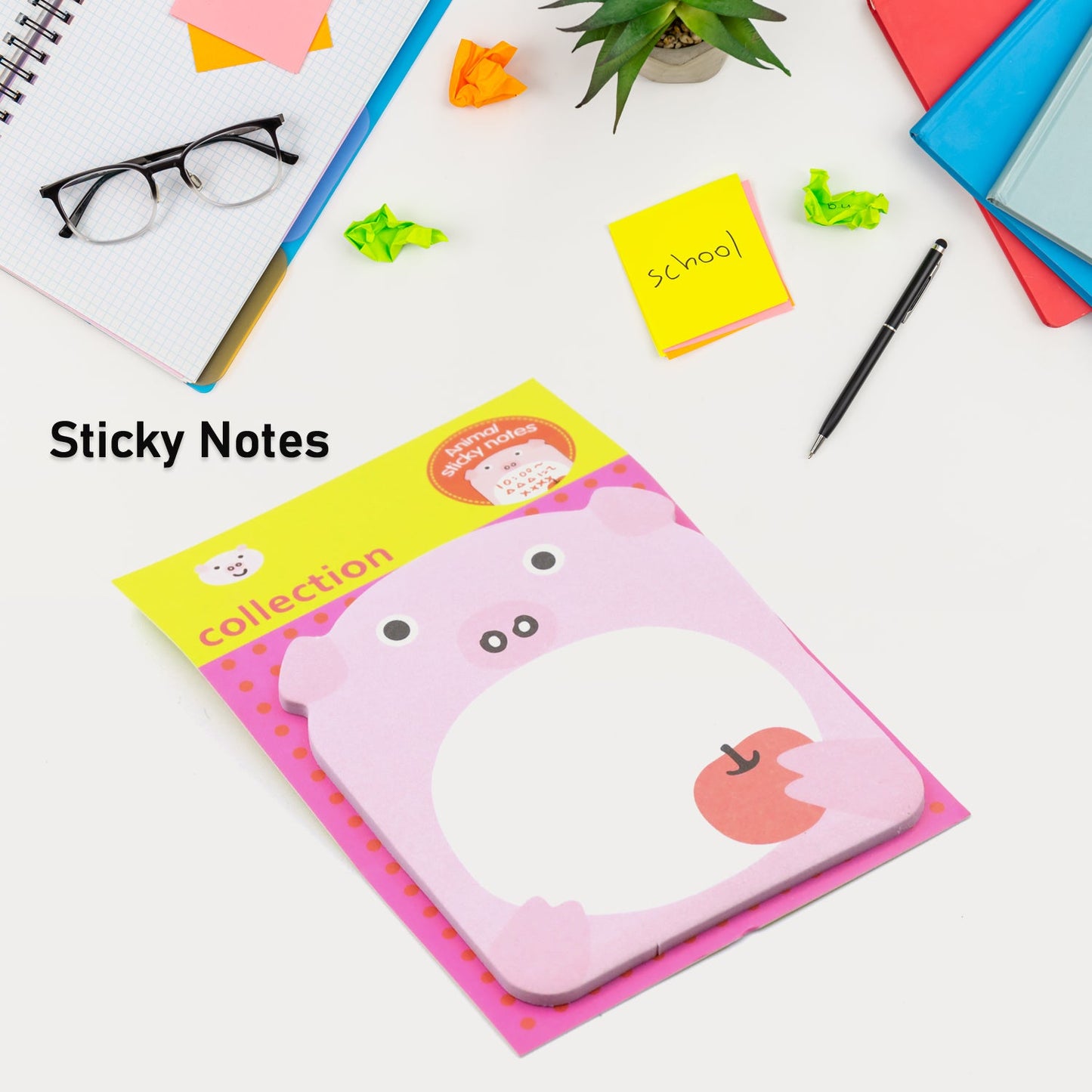 Animal Sticky Notes, Cute Animal Sticky Memo Notes Self-Stick Note Pads for Animal Lovers Students Home Office (1 Pc / 20 Sheets )