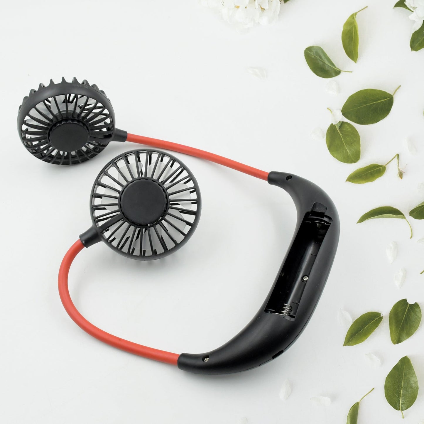 Hand Free Personal Fan - Portable USB Battery Rechargeable With Battery Comaprtment Mini Fan - Headphone Design Wearable Neckband Fan Necklance Fan Cooler Fan for Home, Sport, Camping, Beach, Travel, Office (Battery Not Included)