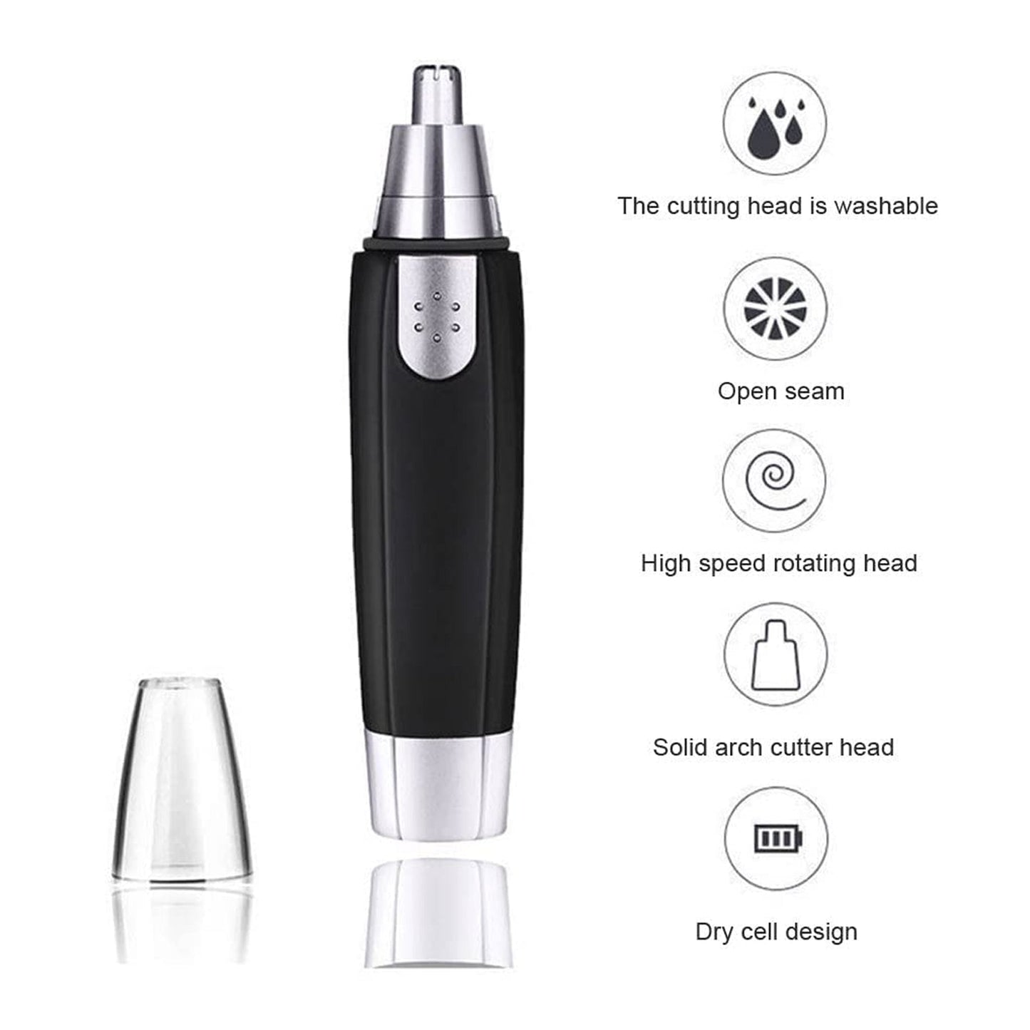 6003 Sharp New Ear and Nose Hair Trimmer Professional Heavy Duty Steel Nose Clipper Battery-Operated. 