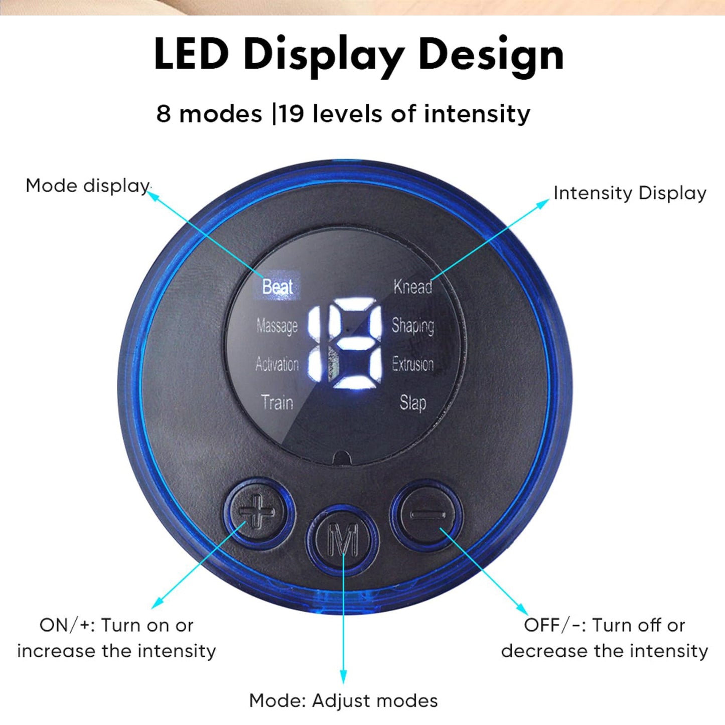 Remote Control Massage, USB Foot Massager, Electric EMS Foot Massage Machine, Rechargeable Portable Folding Automatic with 8 Mode 19 Intensity, 15 Minute Auto Run for Legs, Body, Hand Therapy