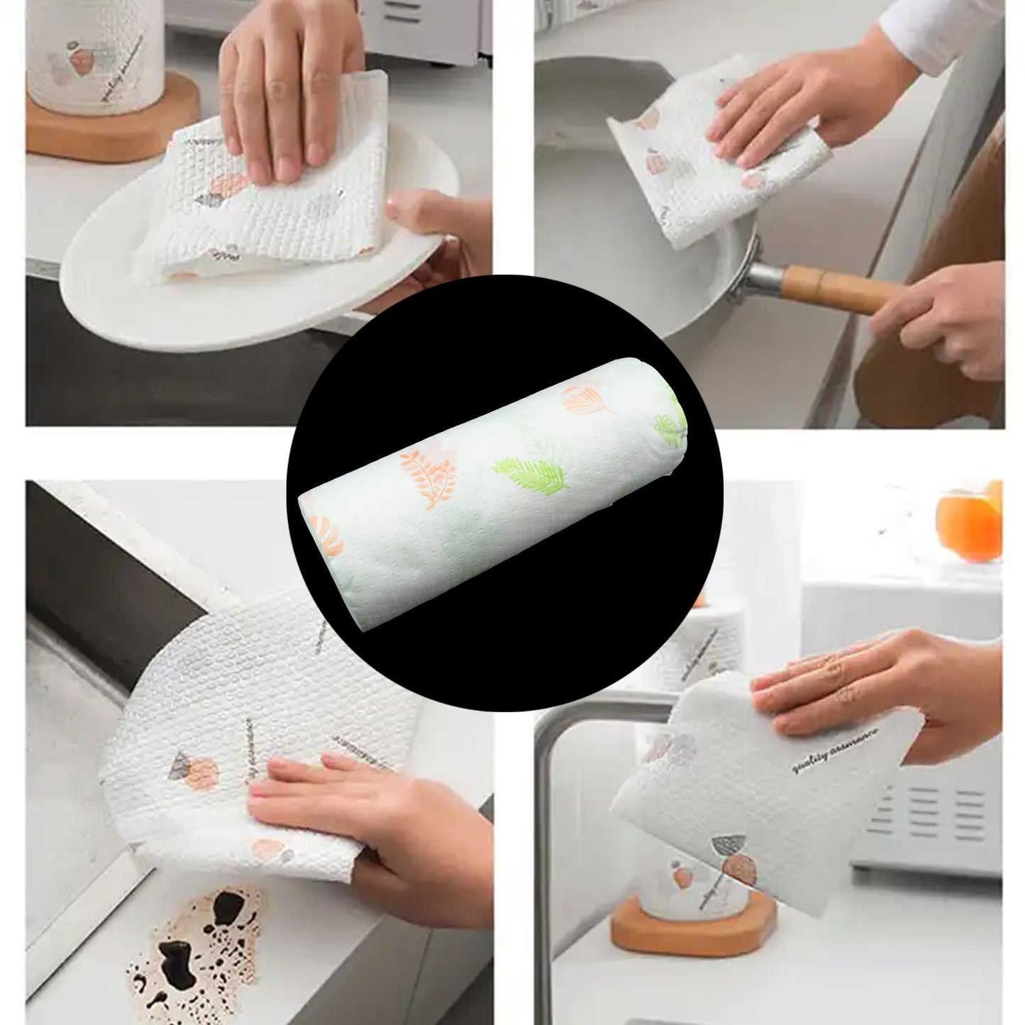 Non Woven Reusable and Washable Kitchen Printed Tissue Roll Non-stick Oil Absorbing Paper Roll Kitchen Special Paper Towel Wipe Paper Dish Cloth Cleaning Cloth 40 sheets / Pulls