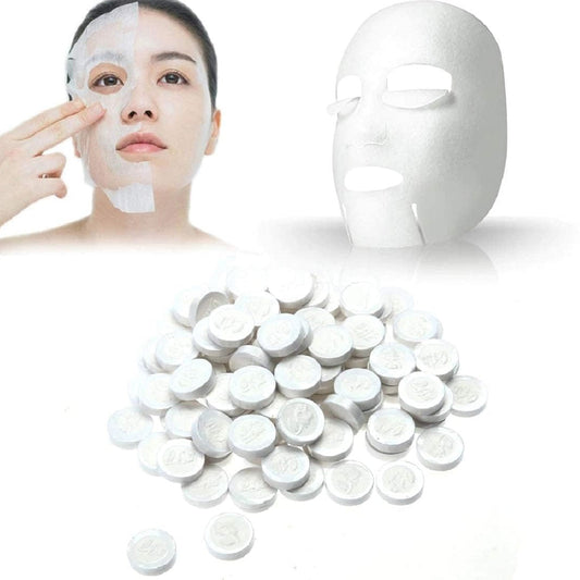 6144 Facial Lotion Tissue Paper DIY Home Spa Coin Face Mask/ Compressed Facial Whitening Tablet Face Mask Sheet for Women and Girl - Pack of 100 