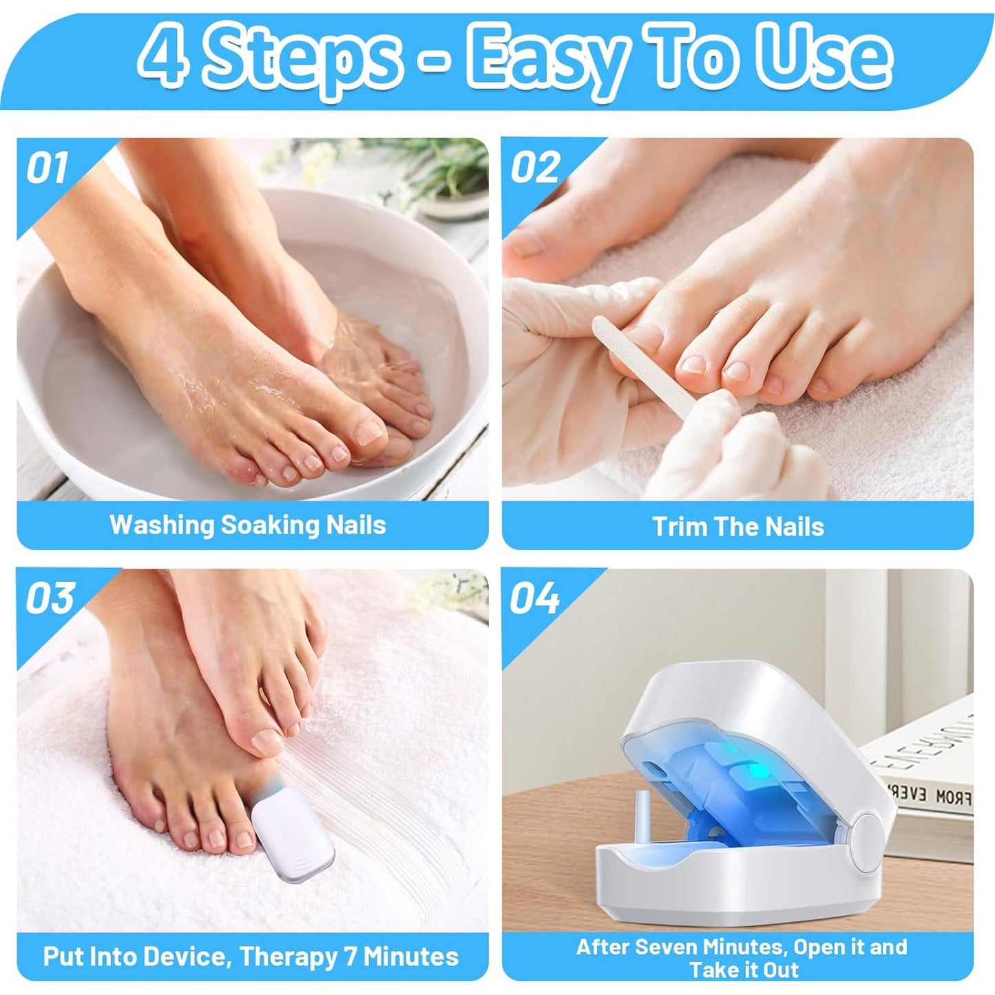 Rechargeable Nail Fungus Treatment for Toenail, Toe Nail Fungal Treatment Nail Fungus Laser Device, Anti-Fungal Nail Treatment for Hand & Feet Infections Remover for Home Use