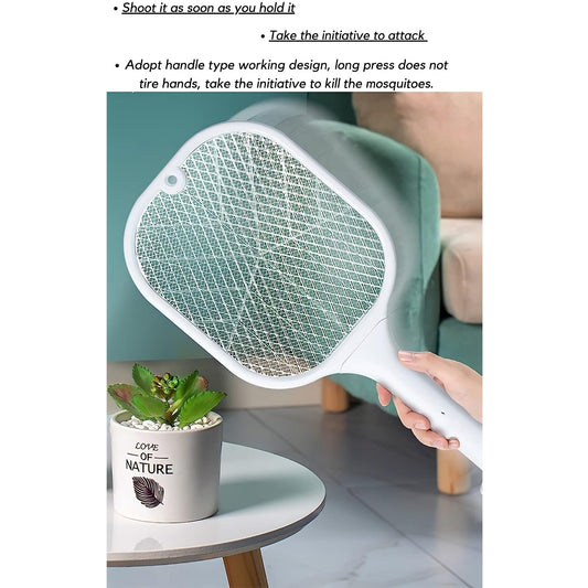 1747 Mosquito Killer Racket | Rechargeable Automatic Electric Fly Swatter | Mosquito Zapper Racket with UV Light Lamp | Mosquito Swatter with USB Charging Base | Electric Insect Killer Racket Machine Bat 