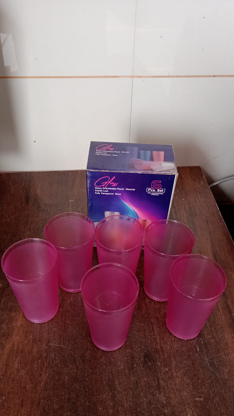 6 Pcs Large Glass used in all kinds of kitchen and official purposes for drinking water and beverages etc.