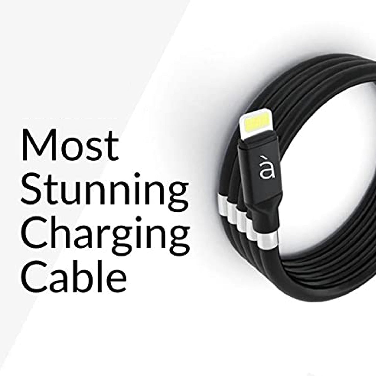 USB Cable, Charging Cable 3A Fast Charge and Sync Most Stunning Charging Cable, Magnetic Charging Cable Charging Cable for Phone (Compatible with (No More Messy Cables in Car & Home), (120 CM), ( Black), One Cable)