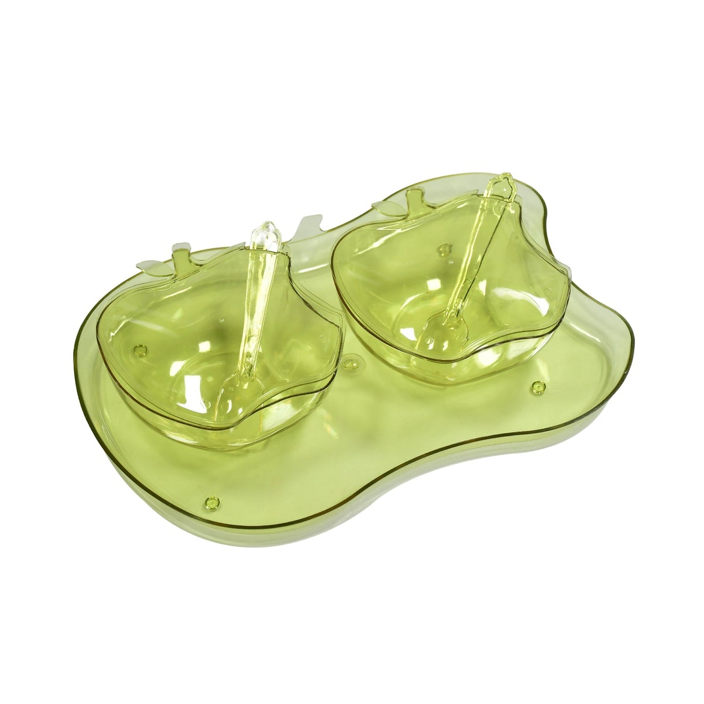 2752A Apple Shape 2Piece Serving Set of Bowl with Spoon & Tray. Dinnerware Serving Snacks & Pickle 