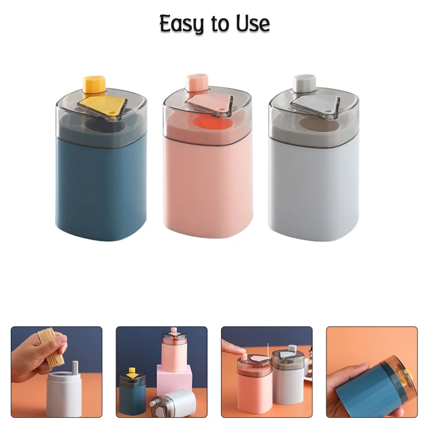 Toothpick Holder Dispenser, Pop-Up Automatic Toothpick Dispenser for Kitchen Restaurant Thickening Toothpicks Container Pocket Novelty, Safe Container Toothpick Storage Box.