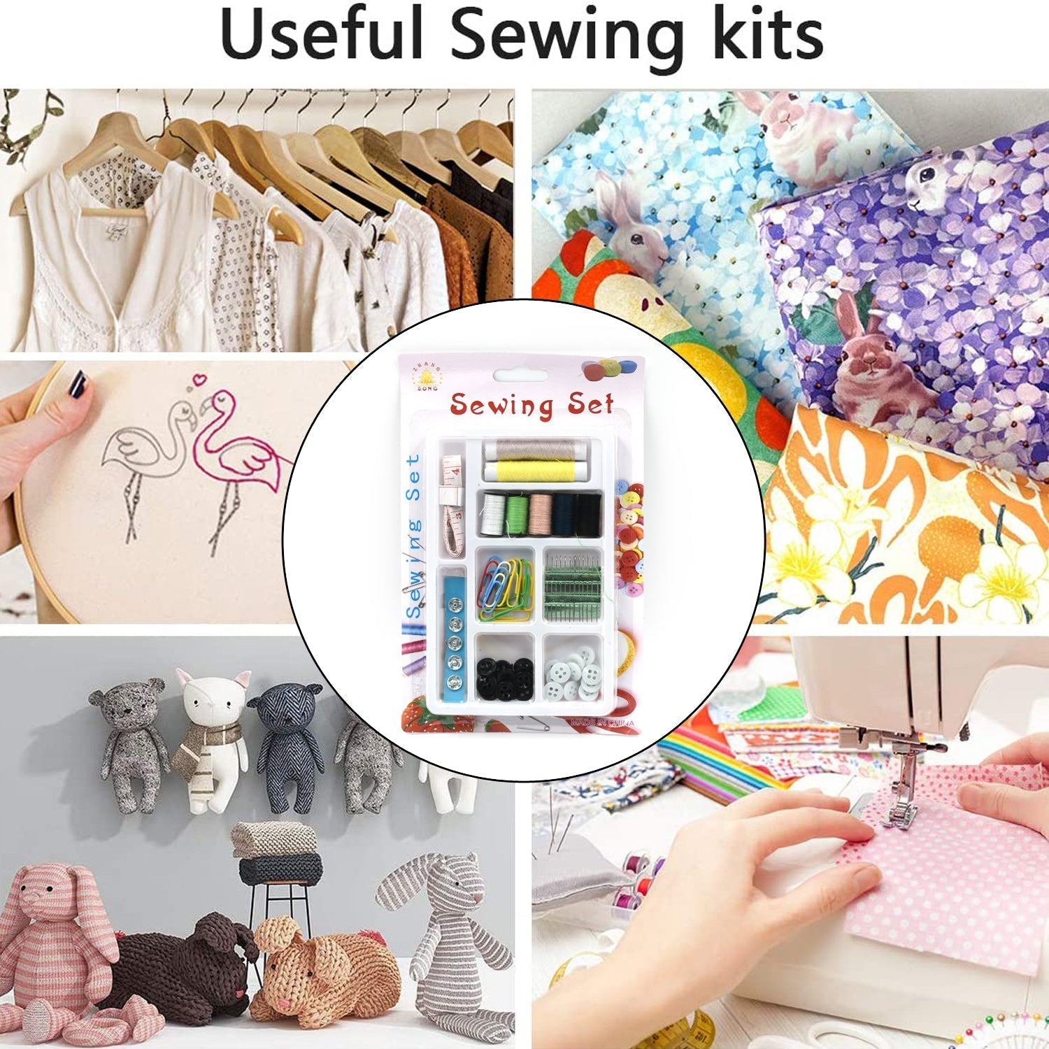 6051 62 Pc Sewing Set used for sewing of clothes and fabrics including all home purposes. 