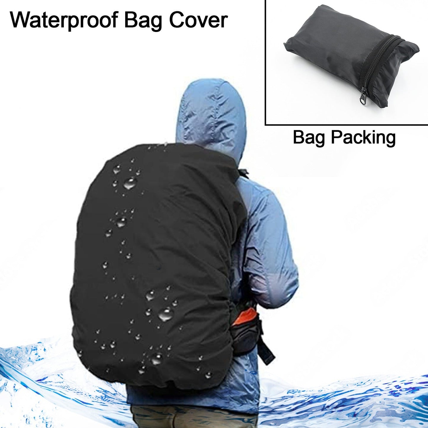 Heavy Waterproof Nylon Rain Cover/Dust Cover - Elastic Adjustable for Laptop Bags and Backpacks, School Bag Waterproof Cover, Dust Proof, Backpack, Laptop Bag Cover (1Pc)