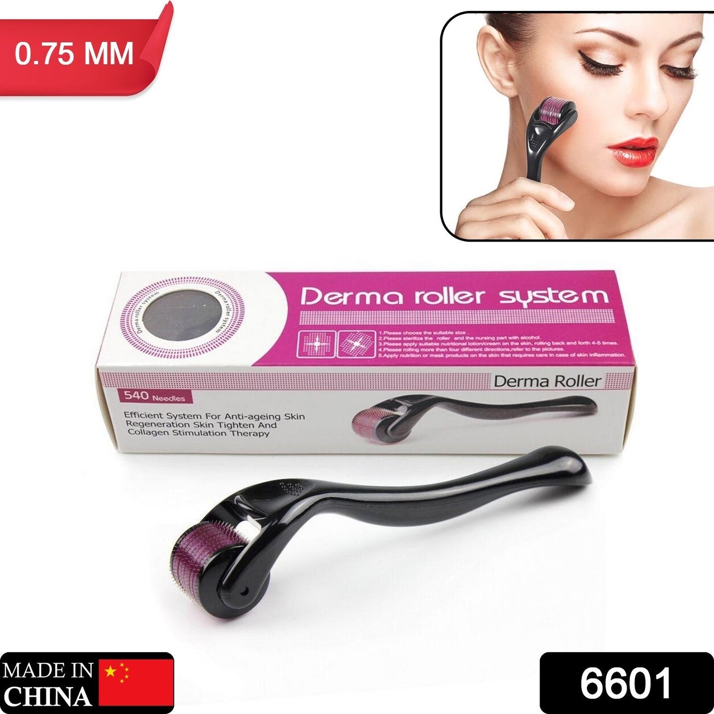 Derma Roller Anti Ageing and Facial Scrubs & Polishes Scar Removal Hair Regrowth (0.75mm)