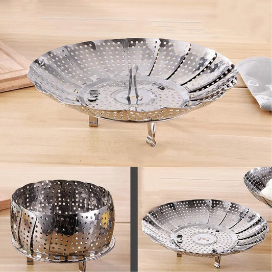 Unique Design Stainless-Steel Heaviest vegetable ,Cooking Foldable Steamer Basket for Kitchen Utensils/Dish Drying Rack/Plate Stand/ Basket