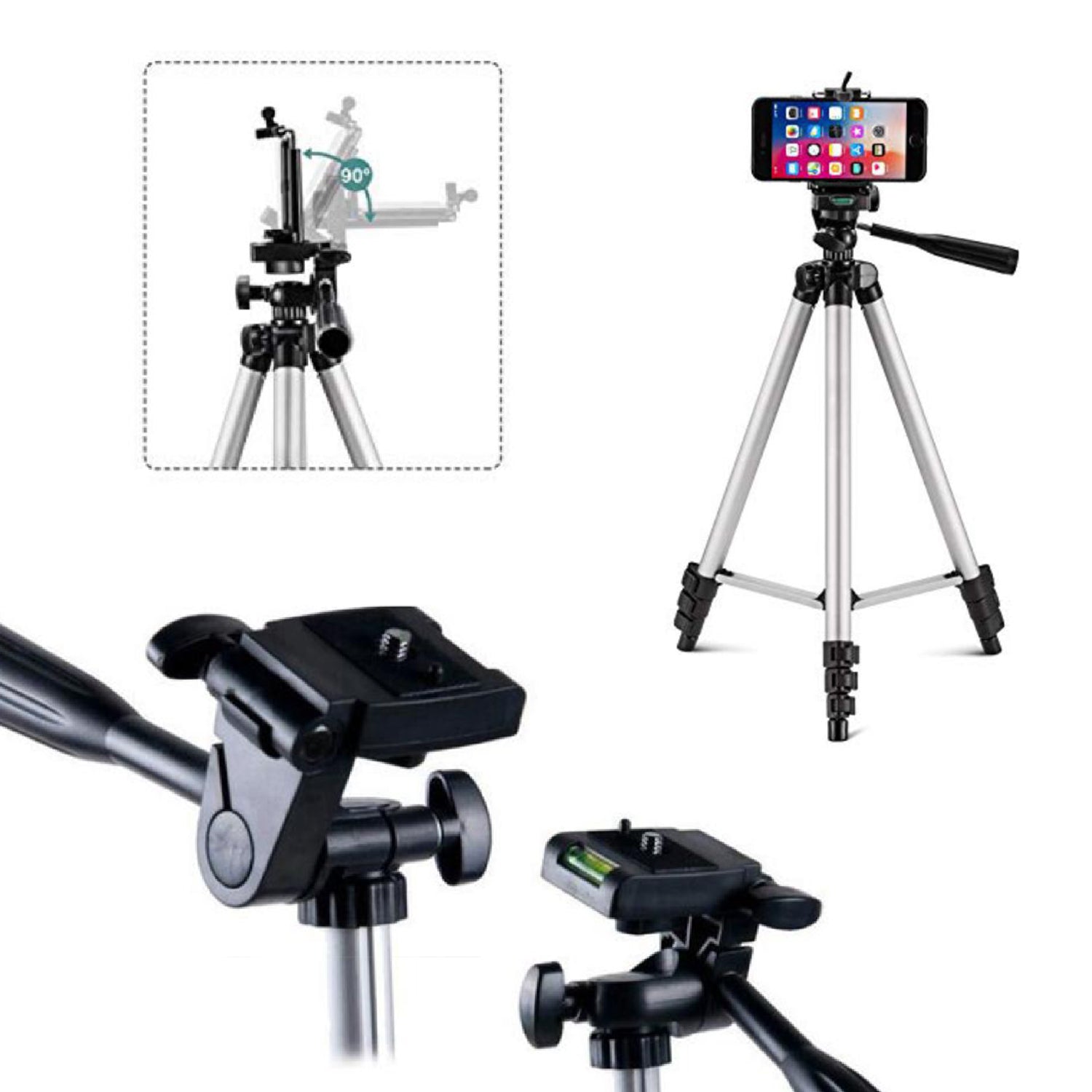 6253 Universal Lightweight Tripod with Mobile Phone Holder Mount & Carry Bag for All Smart Phones 