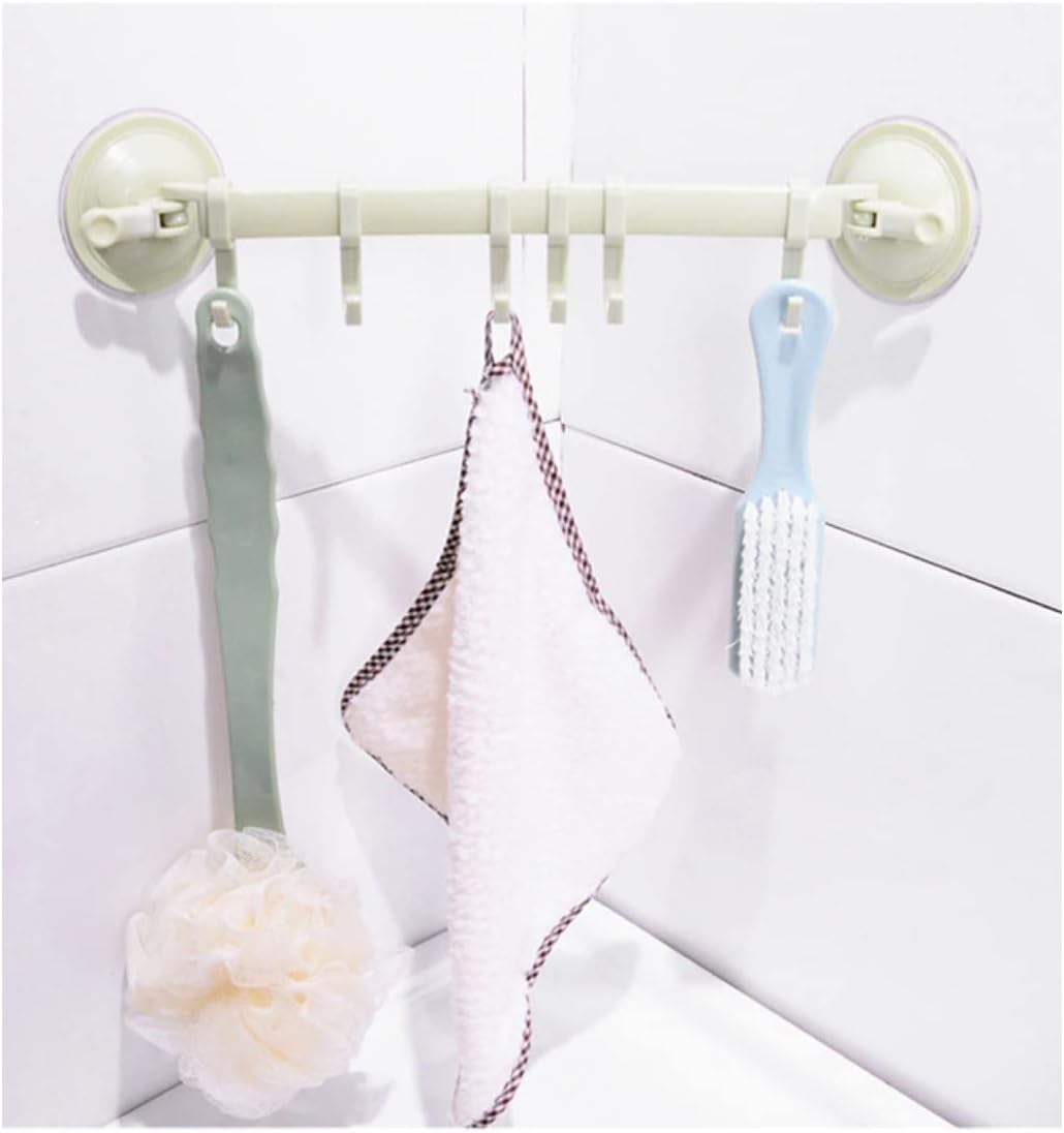 Towel Bar, Towel Holder with Moveable Hooks, Utensil Hanger in Kitchen I Bathroom, No Drill Easy to Install Hanging Rack