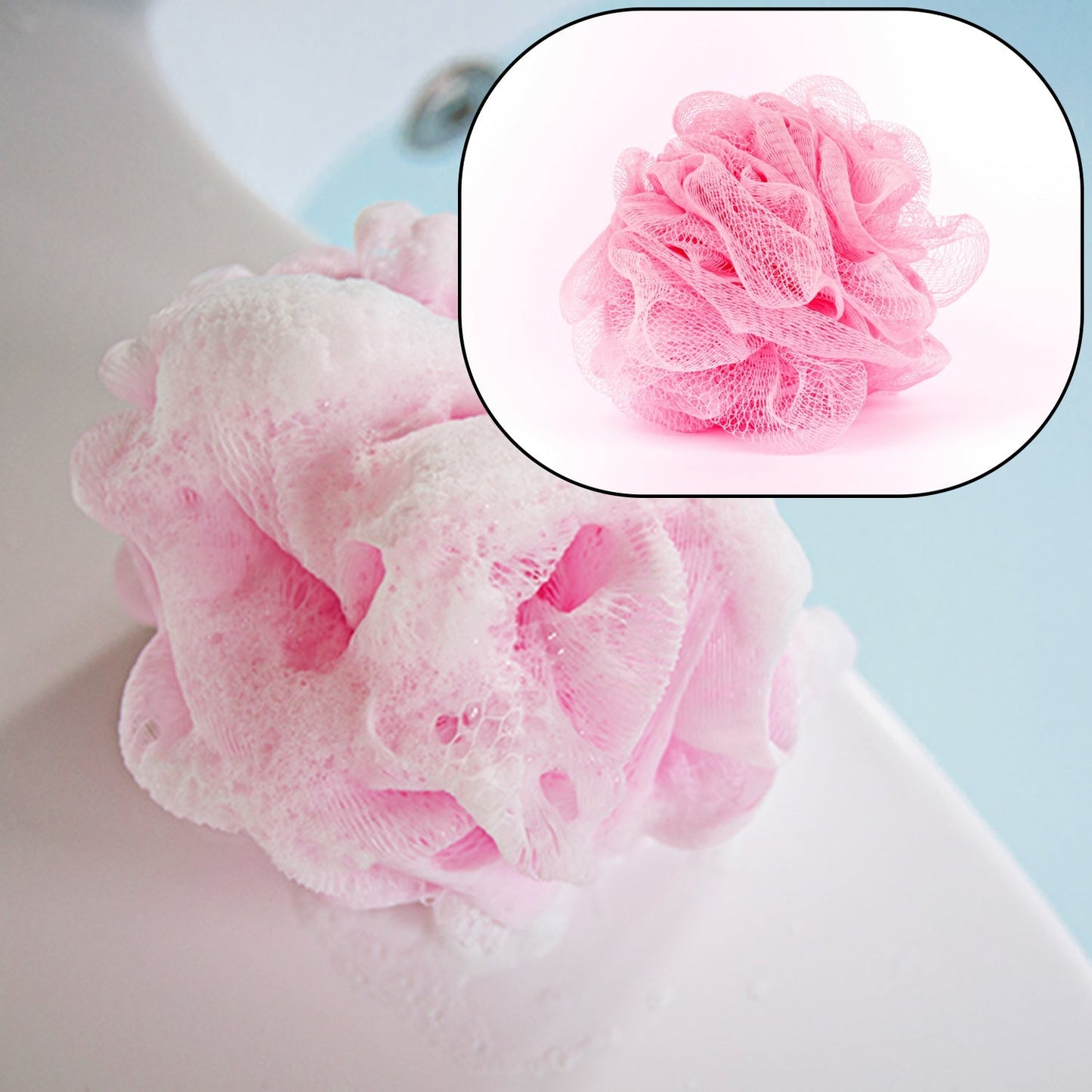 6074 Bath Shower Loofah Sponge Pouf Body Scrubber (Pack of 6Pcs) 