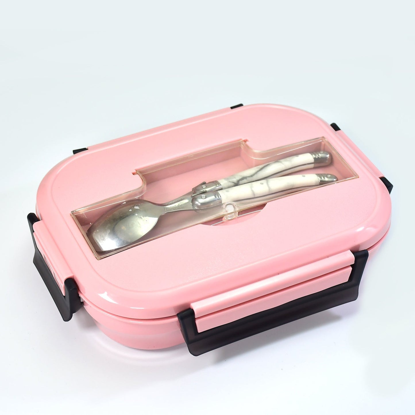 2041 Pink Lunch Box for Kids and adults, Stainless Steel Lunch Box with 3 Compartments With spoon slot. 