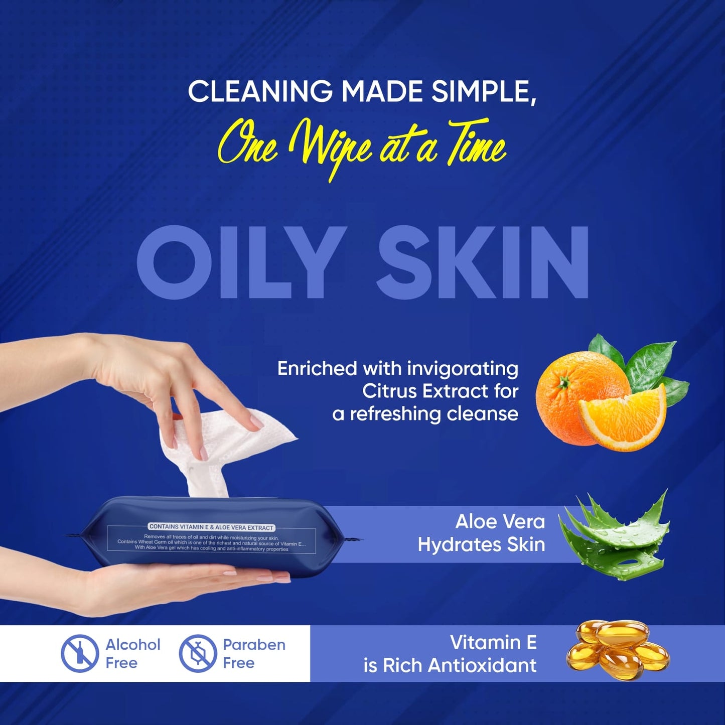 Refreshing Wet Wipes for Face | Facial Cleansing | Refreshing & Skin Hydration| Soothing for skin | pH Balance & Alcohol Free | Nourishing with Fruit extract | 25 Wipes