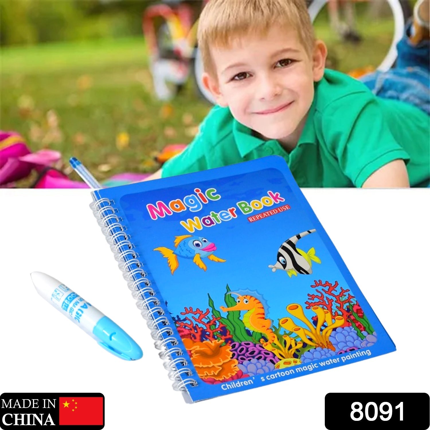 8091 Magic Water Quick Dry Book Water Coloring Book Doodle with Magic Pen Painting Board 